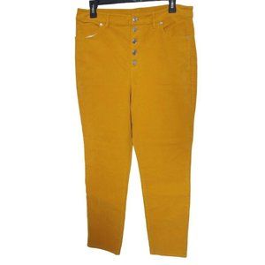 Court & Rowe Womens Millard Yellow Button Front Corduroy Pants Size 31